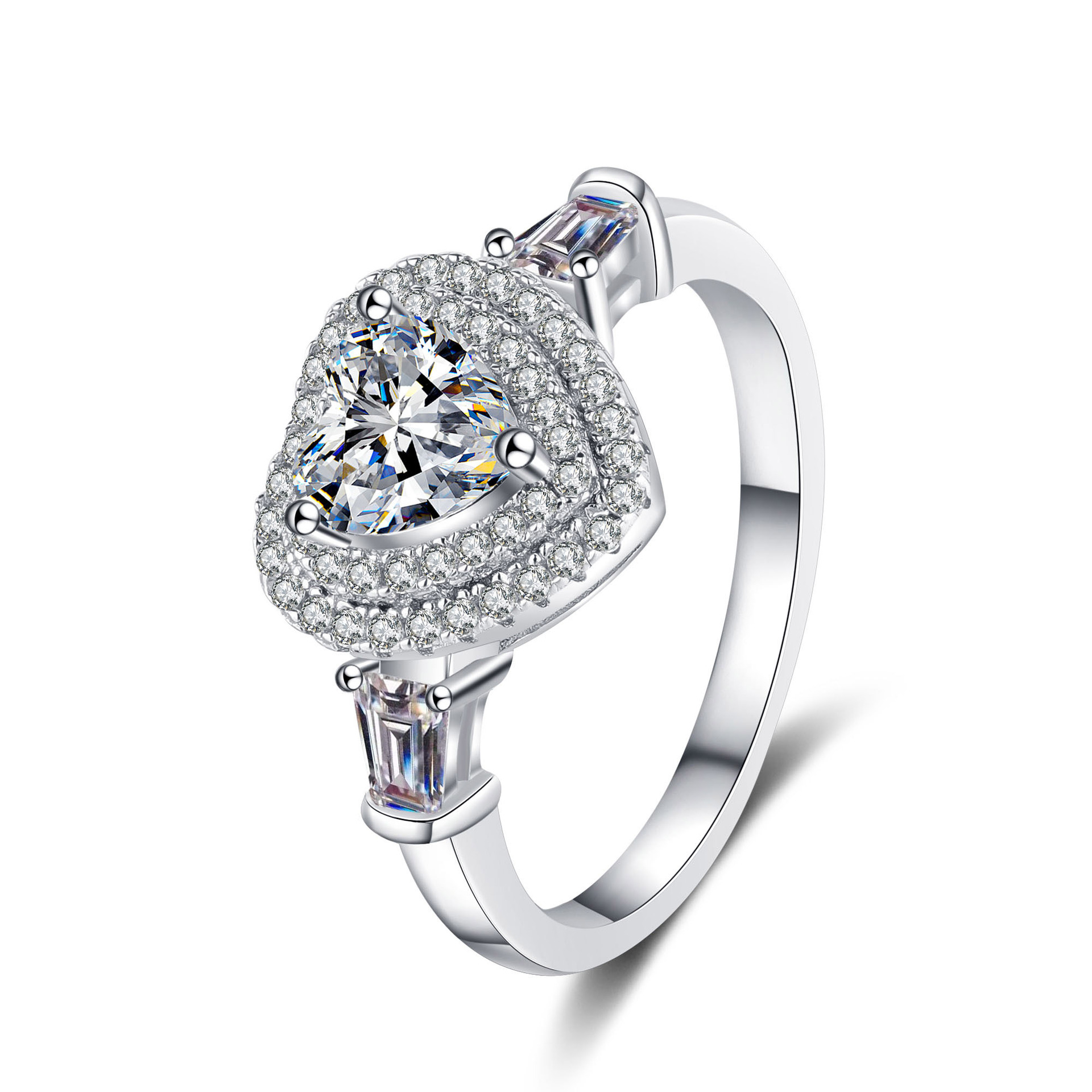 Heart Rings for Women,925 Sterling Silver Engagement Wedding Rings,1 ct D Color VVS1 Moissanite Diamond Ring for Anniversary Promise with Certificate